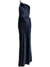 Michelle Mason Asymmetrical Design Silk Gown In Blue