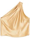 Michelle Mason Asymmetrical Halter Neck Top In Gold