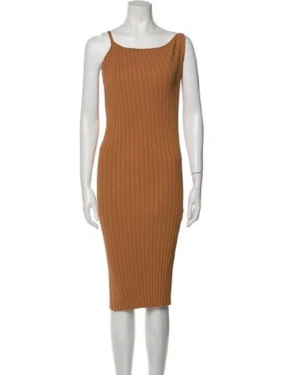 Pre-owned Michelle Mason Asymmetrical Midi Length Dress In Neutral