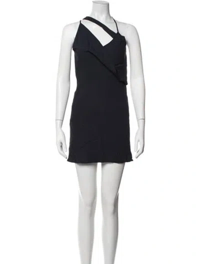 Pre-owned Michelle Mason Asymmetrical Mini Dress In Blue