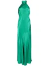 Michelle Mason Backless Halter-neck Tie Gown In Grün