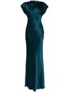 Michelle Mason Backless Silk Gown In Blue