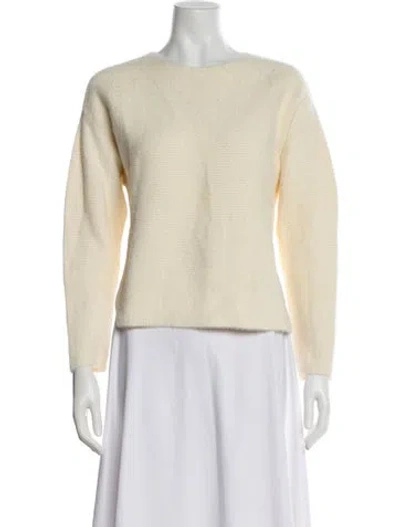 Pre-owned Michelle Mason Bateau Neckline Sweater In White