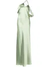 Michelle Mason Bias-cut One-shoulder Gown In Sage