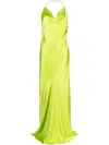 Michelle Mason Bias-cut Silk Gown In Grün