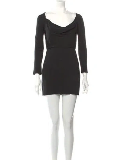 Pre-owned Michelle Mason Cowl Neck Mini Dress In Black