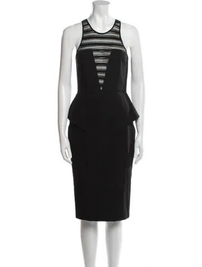 Pre-owned Michelle Mason Crew Neck Midi Length Dress In Black