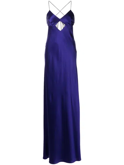 Michelle Mason Cut-out Detail Gown In Blue