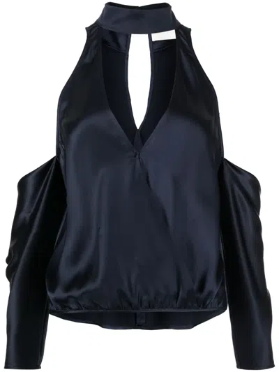 Michelle Mason Cut-out Silk Blouse In Carbon