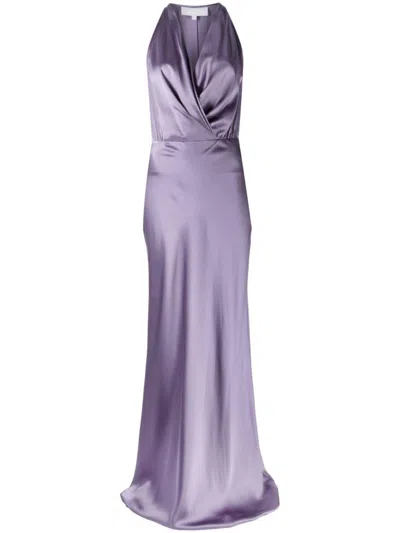 Michelle Mason Drapiertes Neckholder-kleid In Purple