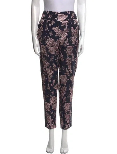 Pre-owned Michelle Mason Floral Print Skinny Leg Pants In Multi