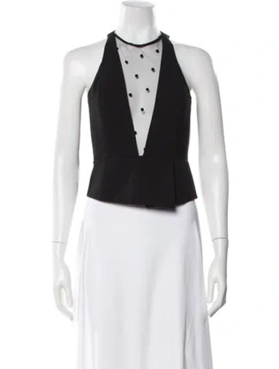 Pre-owned Michelle Mason Graphic Print Halterneck Top In Black