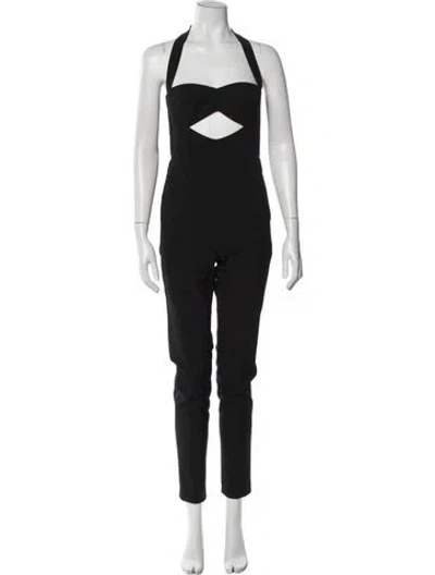 Pre-owned Michelle Mason Halterneck Jumpsuit In Black