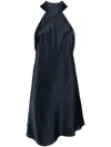 Michelle Mason Halterneck Silk Minidress In Blue