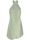 Michelle Mason Halterneck Silk Minidress In Green