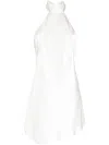 Michelle Mason Halterneck Silk Minidress In Neutrals