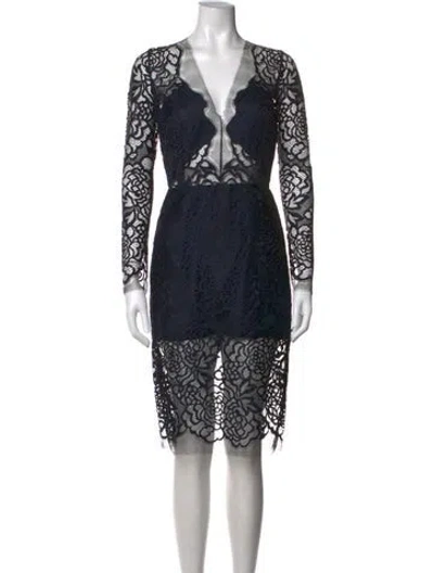 Pre-owned Michelle Mason Lace Pattern Knee-length Dress In Blue