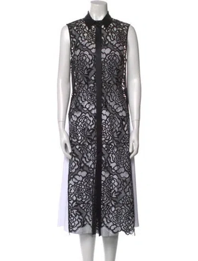 Pre-owned Michelle Mason Lace Pattern Mock Neck Tunic In Black