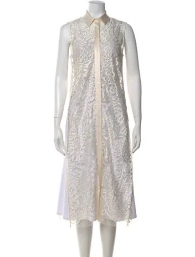 Pre-owned Michelle Mason Lace Pattern Sleeveless Blouse In Neutral