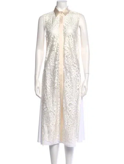 Pre-owned Michelle Mason Lace Pattern Sleeveless Top In Neutral