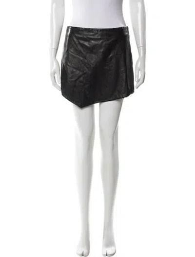Pre-owned Michelle Mason Lambskin Mini Skirt In Black