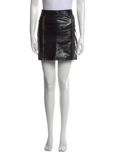 Pre-owned Michelle Mason Lambskin Mini Skirt In Black