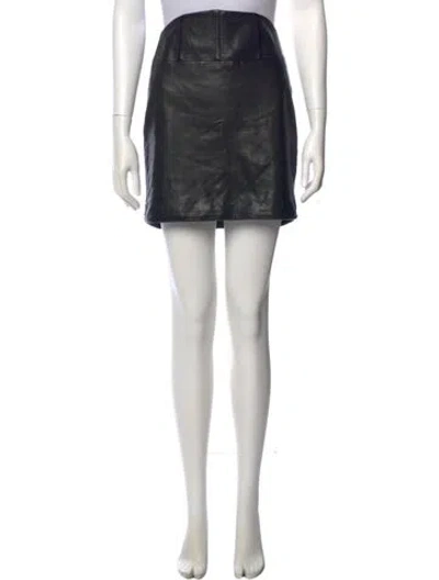 Pre-owned Michelle Mason Lambskin Mini Skirt In Black