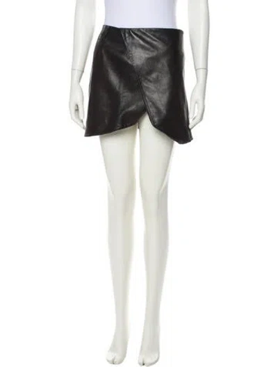 Pre-owned Michelle Mason Lambskin Mini Skirt In Black