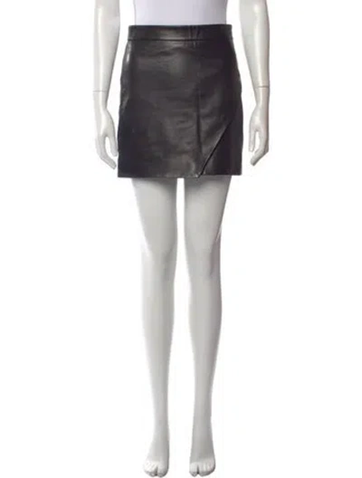 Pre-owned Michelle Mason Lambskin Mini Skirt In Black