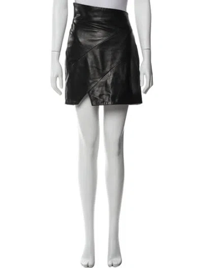 Pre-owned Michelle Mason Lambskin Mini Skirt In Black