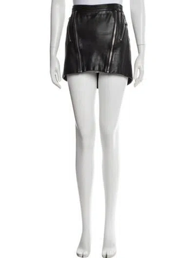 Pre-owned Michelle Mason Lambskin Mini Skirt In Black