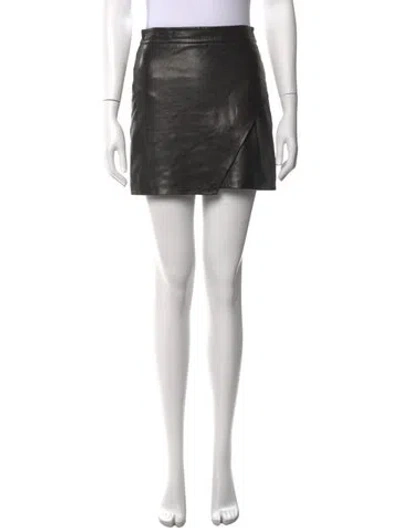Pre-owned Michelle Mason Lambskin Mini Skirt In Black