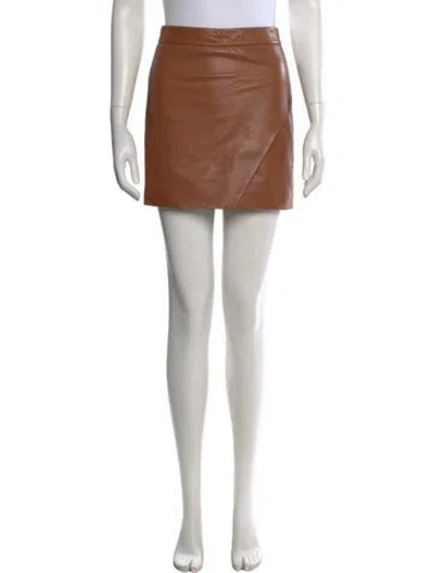 Pre-owned Michelle Mason Lambskin Mini Skirt In Brown
