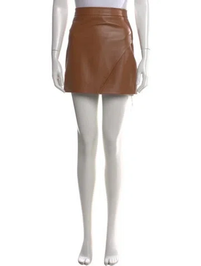 Pre-owned Michelle Mason Lambskin Mini Skirt In Brown