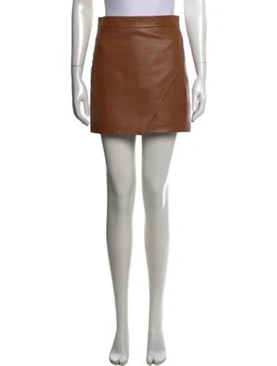 Pre-owned Michelle Mason Lambskin Mini Skirt In Brown