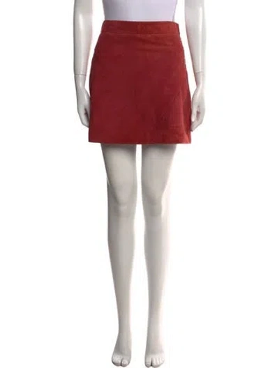 Pre-owned Michelle Mason Lambskin Mini Skirt In Burgundy