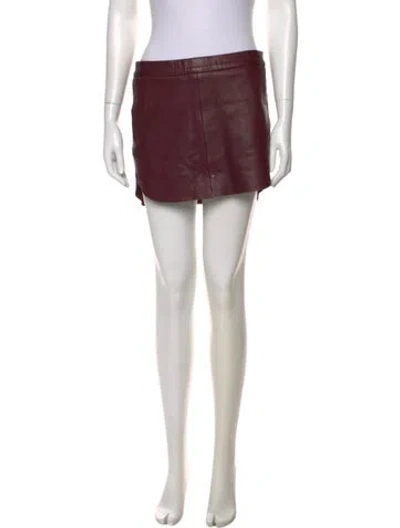 Pre-owned Michelle Mason Lambskin Mini Skirt In Burgundy