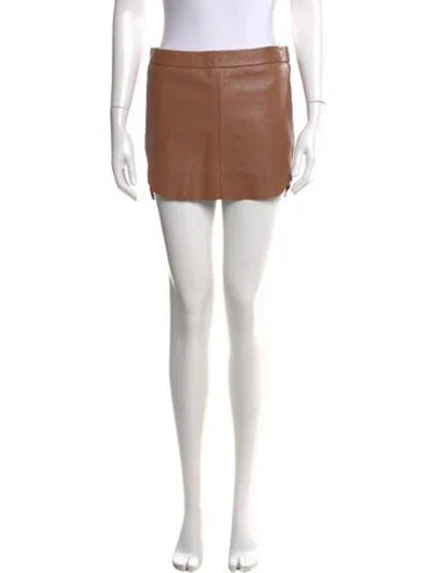 Pre-owned Michelle Mason Lambskin Mini Skirt In Neutral