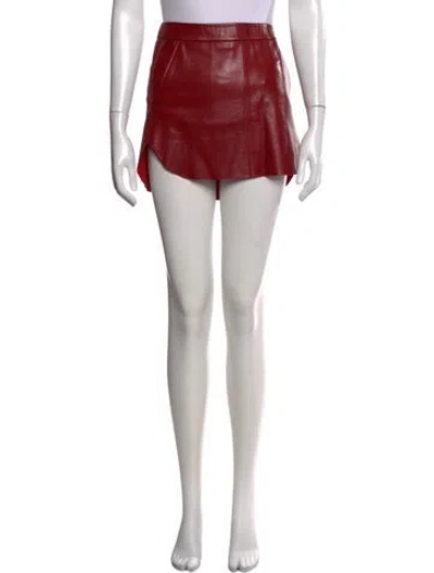 Pre-owned Michelle Mason Lambskin Mini Skirt In Red