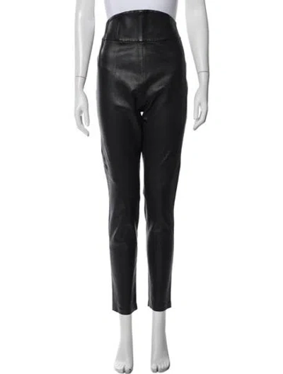 Pre-owned Michelle Mason Lambskin Skinny Leg Pants In Black