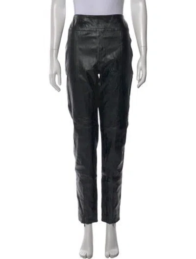 Pre-owned Michelle Mason Lambskin Straight Leg Pants In Black