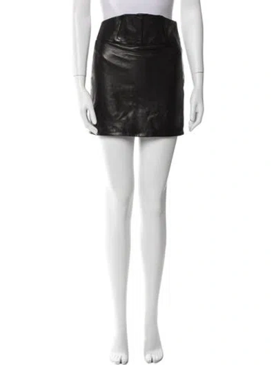 Pre-owned Michelle Mason Leather Mini Skirt In Black