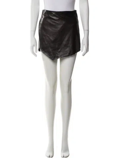 Pre-owned Michelle Mason Leather Mini Skirt In Black