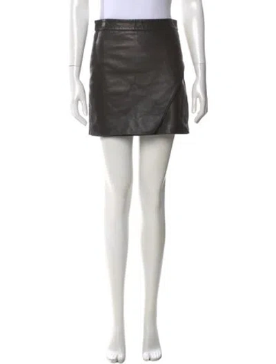 Pre-owned Michelle Mason Leather Mini Skirt In Black