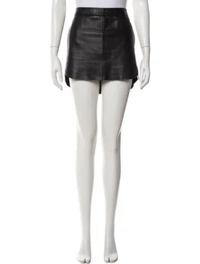 Pre-owned Michelle Mason Leather Mini Skirt In Black