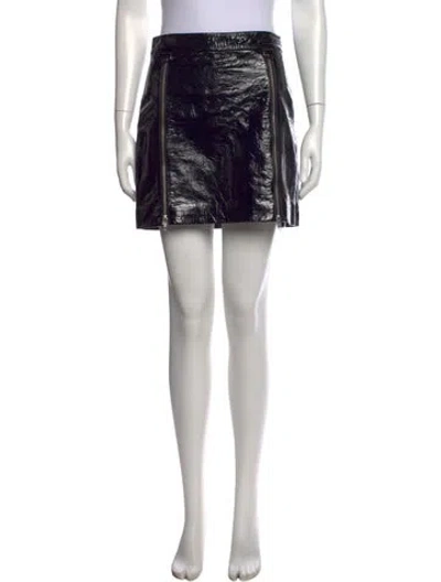 Pre-owned Michelle Mason Leather Mini Skirt In Black
