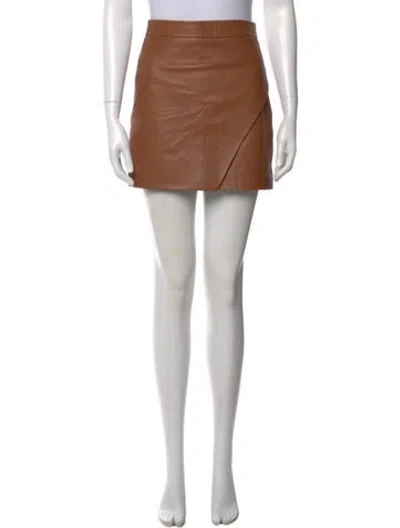 Pre-owned Michelle Mason Leather Mini Skirt In Brown