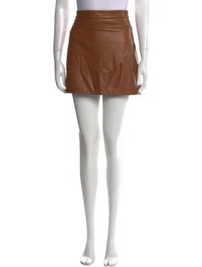 Pre-owned Michelle Mason Leather Mini Skirt In Brown