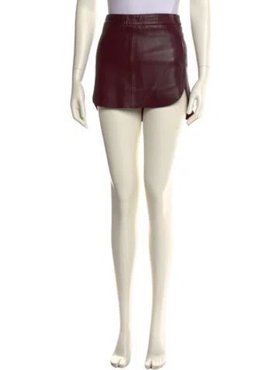 Pre-owned Michelle Mason Leather Mini Skirt In Burgundy