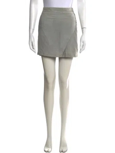 Pre-owned Michelle Mason Leather Mini Skirt In Grey